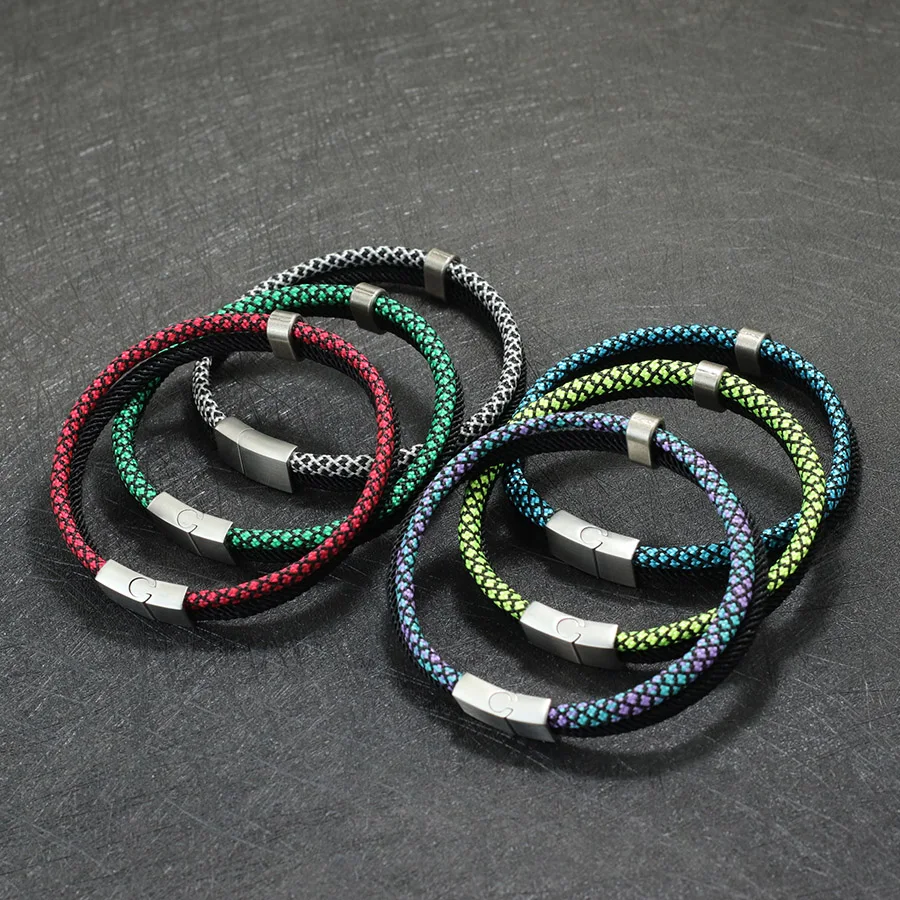 Mens Stainless Steel Paracord Bracelet with Magnetic Buckle