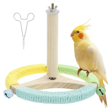 Interactive Wooden Bird Stand for Parrots 1