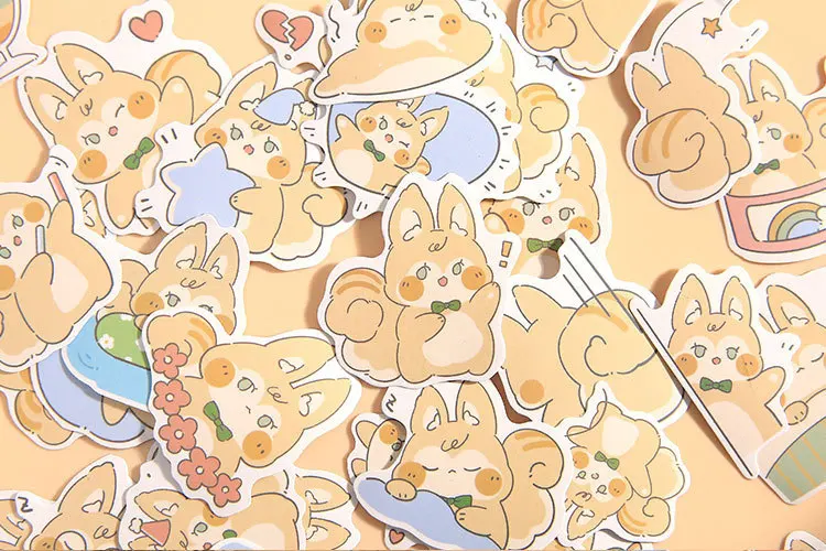 45Pcs Cute Animal Cat Dog Bear Daily Boxed Stickers Decorative Scrapbooking Label Diary Stationery Album Phone Journal Planner