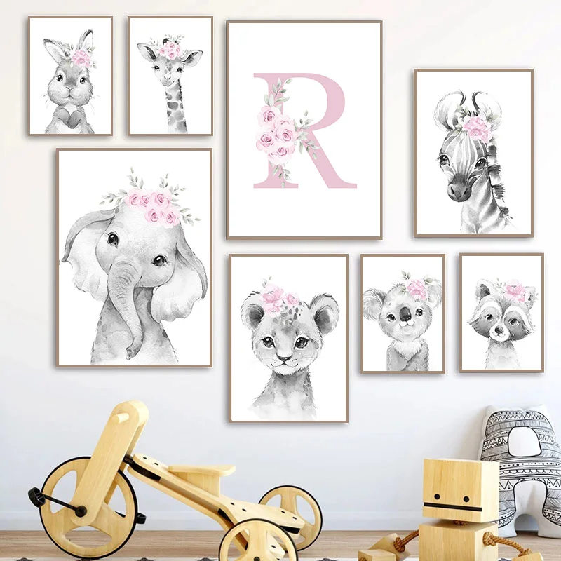 Personalized Animal Nursery Wall Art - Canvas Paintings