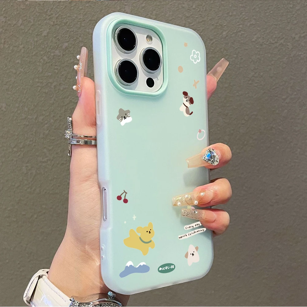 Adorable Cartoon Puppy & Cat Design Protective Phone Case