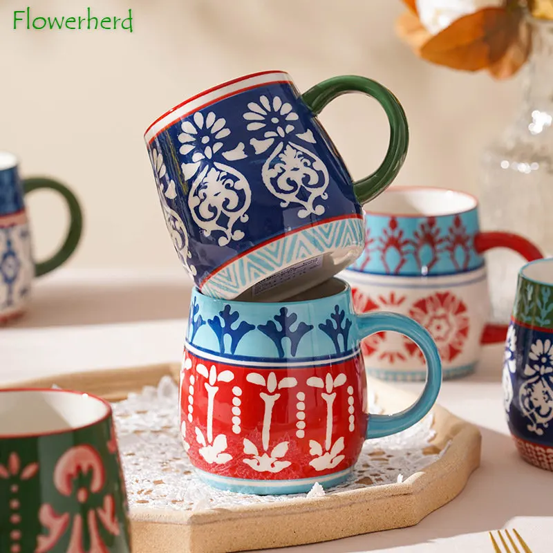 Taza de café con flores originales Kawaii, tazas de desayuno de porcelana  Muesli, Taza de cerámica