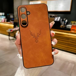 Elegant Suede Leather Shockproof Case with Silicone Bumper Cover - S23 (Yellow Brown)