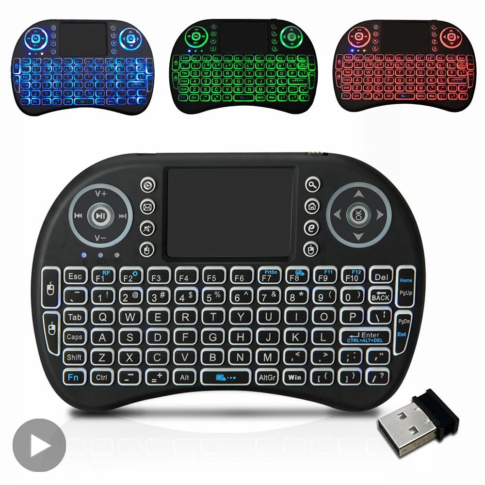 Backlit Mini Teclado sem Fio Espanhol Francês Azerty Russo Português Brasil Língua Mouse ar com Touchpad n Rgb Caixa de tv pc