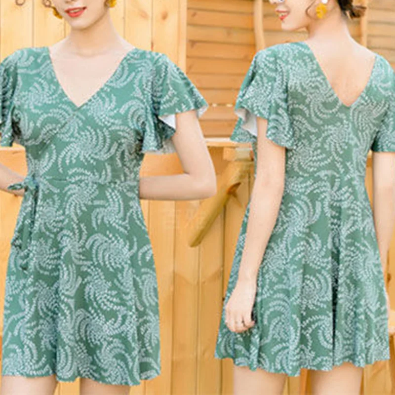 

Kawaii Chic Aesthetic Sweat Swimsuit Sexy Printed Sleeveless Female Clothes Fashion Casual Skirt Coverup Bikini Women's Swimwear