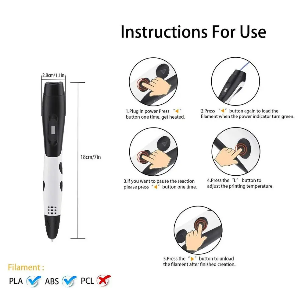 With LCD Screen PLA Filament DIY Gifts Printing Pencil Drawing Supplies 3D Pens 3D Printing Pen Arts Printer 3d printing pen