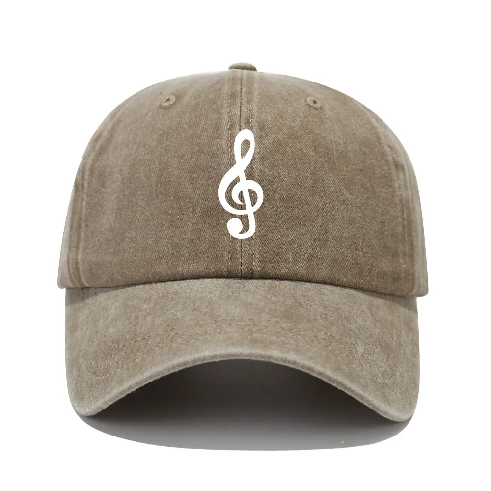 Music Note Print Baseball Cap Solid Color Washed Distressed Casual Sports Hats Lightweight Adjustable Dad Hat For Women Men 5