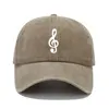Music Note Print Baseball Cap Solid Color Washed Distressed Casual Sports Hats Lightweight Adjustable Dad Hat For Women Men 5