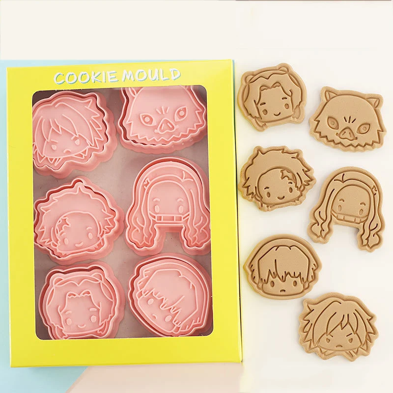 Demon Slayer Biscuit Mold Cookie Cutter 6Pcs/set 3D Press Christmas Cutters Biscuit Stamp Fondant Mould Baking Sugarcraft Mold Cookie Cutter Cookie Mould Cookie Printing Mold Baking Mold Cookie Maker Press Kit Fondant Cutter