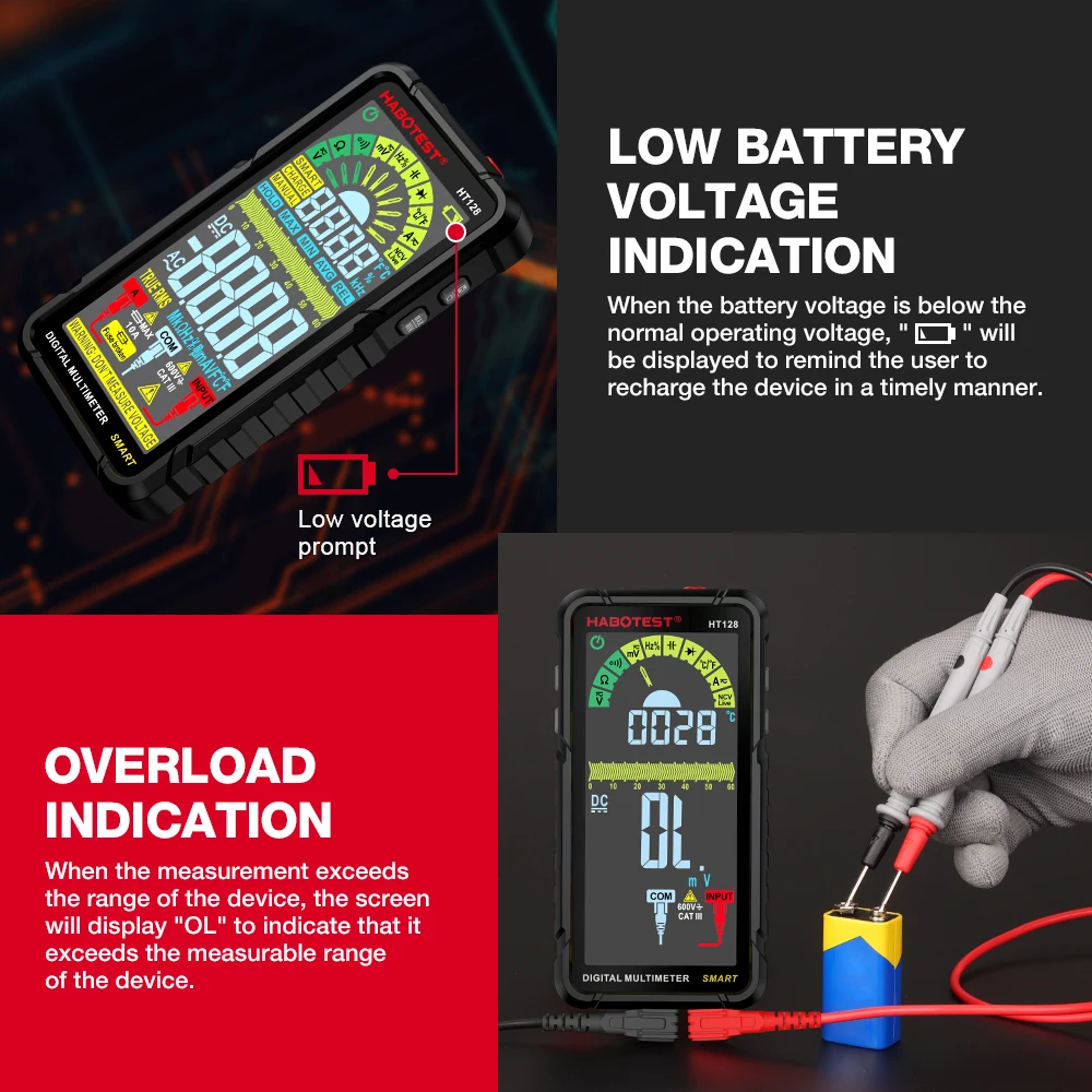 HABOTEST Ʈ ȭ    Ƽ, 6000 īƮ а, NCV ׽, 4.88 ġ LCD Ʈ, HT128