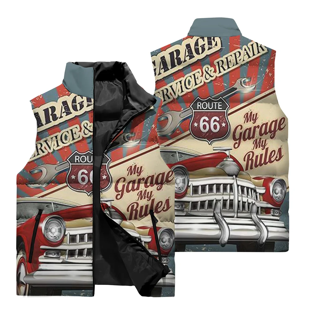 thumbnail image 2 of Chaqueta sin mangas nueva de otoño e invierno con estampado 3D de coche deportivo clásico para exteriores, chaqueta cálida a prueba de viento para conducción todoterreno, 2 of 5