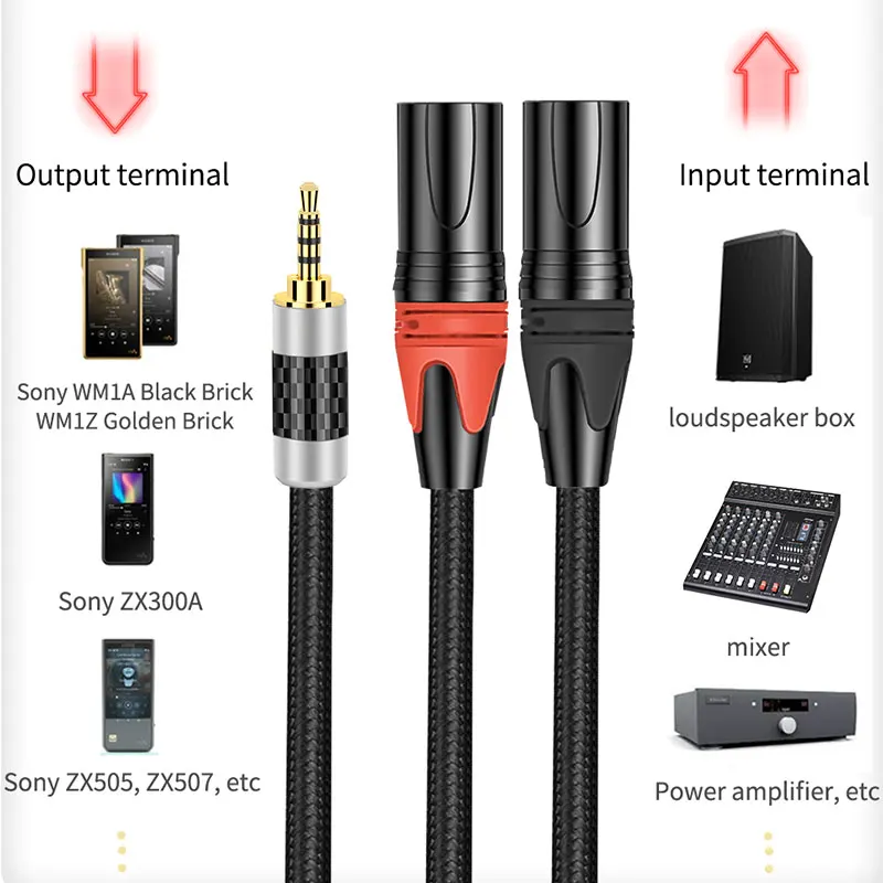 사운드 시스템 앰프용 Hifi 케이블, 하이 퀄리티 OFC 실버 도금, TRRS 밸런싱, 2 XLR 케이블, 2.5mm-2XLR, 2.5mm