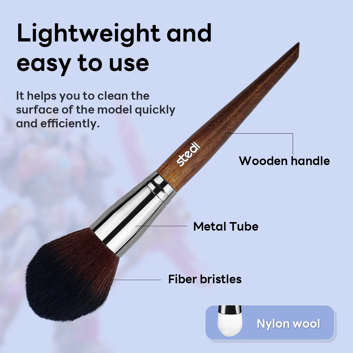 Cleaning Brush stedi Model Cleaning Brush Kit, Model Hobby Making Tools, 2 Soft and 1 Hard Figure Duster Brush, Dusting Brush for Gundam