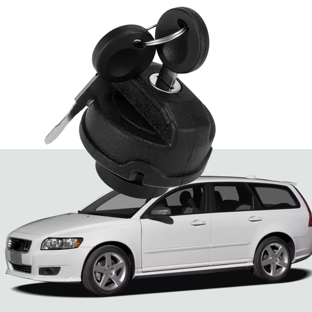 Fuel Tank Cover Fuel Tank Cap Oil Fuel Cap Locking Fuel Petrol Tank Filler Cap w/ Keys for Volvo 240 242 244 245 262 264 265 740 745 760 780 850 940 C70 S60 V40 191201551A