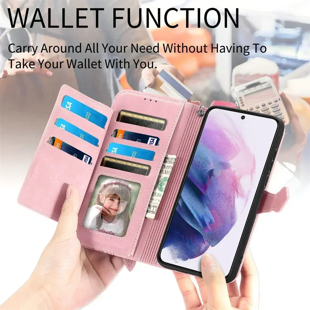 Leather Zipper Wallet Flip Cover Case