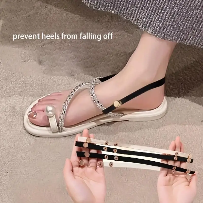 Verstellbare, rutschfeste Fersenriemen, 1 Paar, unsichtbar, transparent, für Damen, High-Heel-Sandalen, Sommer, Druckknopf, Schuhzubehör – Detail 4