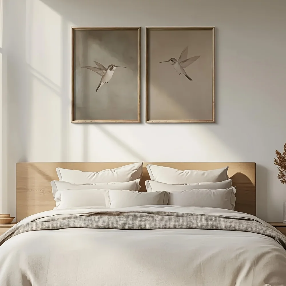 Retro Hummingbird Canvas Set 4