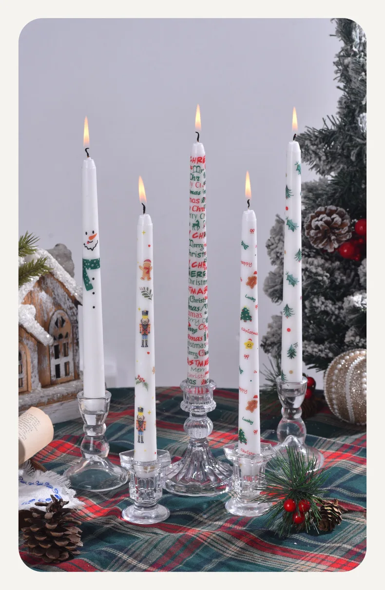 2PCS Wholesale Printed Christmas Taper Candles Dripless Festive Designs Sc51957334db349ccb74777c4cea95e9cC