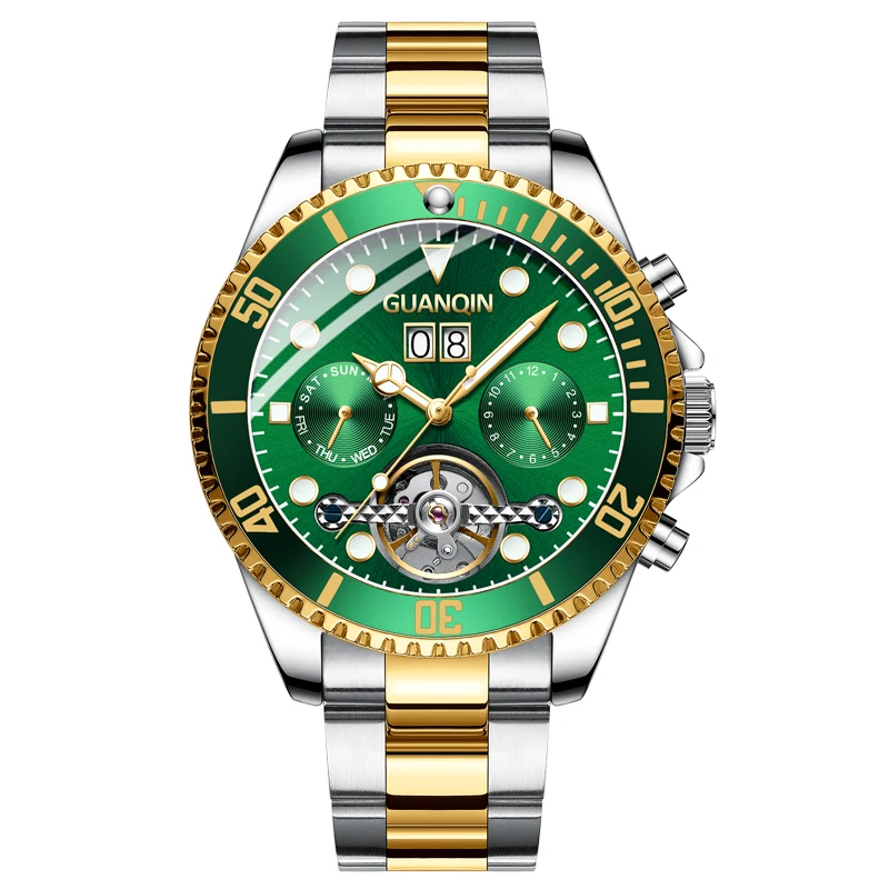 GUANQIN Orologio meccanico automatico originale da uomo, 42 mm, quadrante grande, scheletro, data, settimana, orologi da polso da uomo di lusso di alta marca_voghion.com
