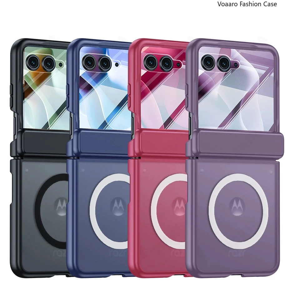 Magnetic Matte Clear Case with Small Glass Film and Hinge Protection