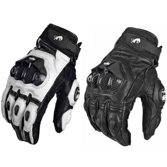 Gants de moto en cuir de vachette Smile Tech pour hommes et femmes, gants de conduite 4 saisons, noir et blanc, course isotHurbike, chevalier de vélo de course 6