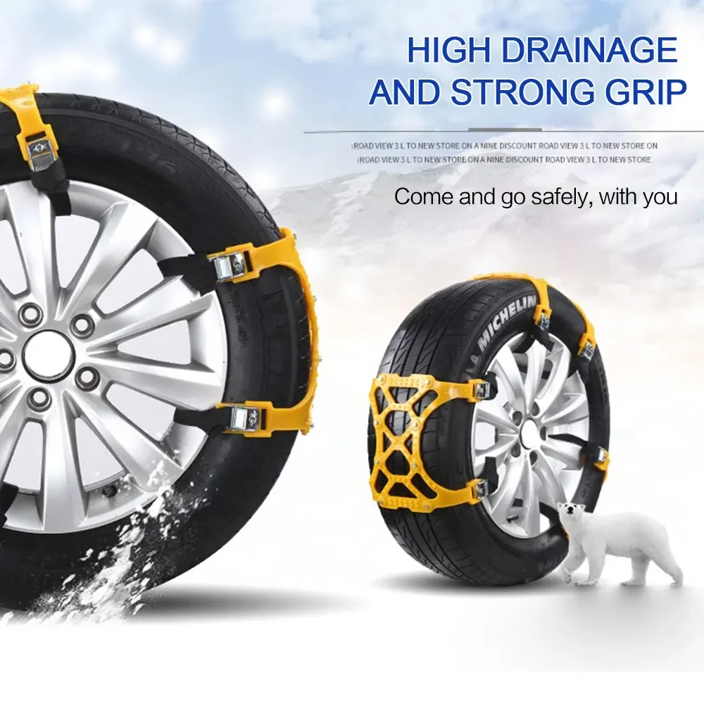 Car Snow Tire Chains Mud Tyre Wheels Thick Anti-Skid Belt 3pcs For Car/SUV/Truck Portable Easy to Mount Emergency Traction Car