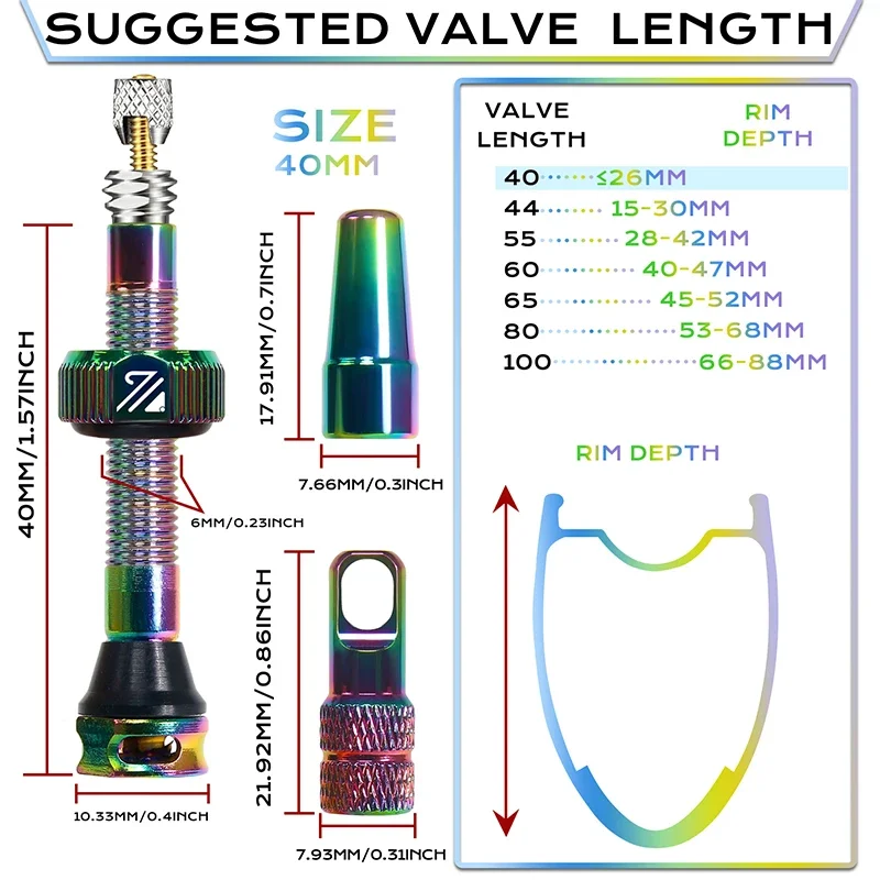 Bicycle Tubeless Valve Bicycle Valve 40mm 44mm 55mm 60mm F/V Road Bicycle Rim Valve Aluminum Alloy