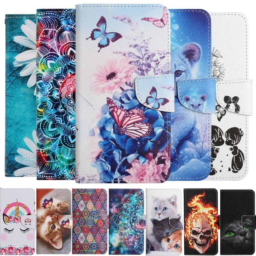 Leather Flip Phone Case For Samsung Galaxy S22 S21 S20 Fe Ultra S10 S10E S9 S8 Plus Note20 Ultra Cat Butterfly Card Book Cover