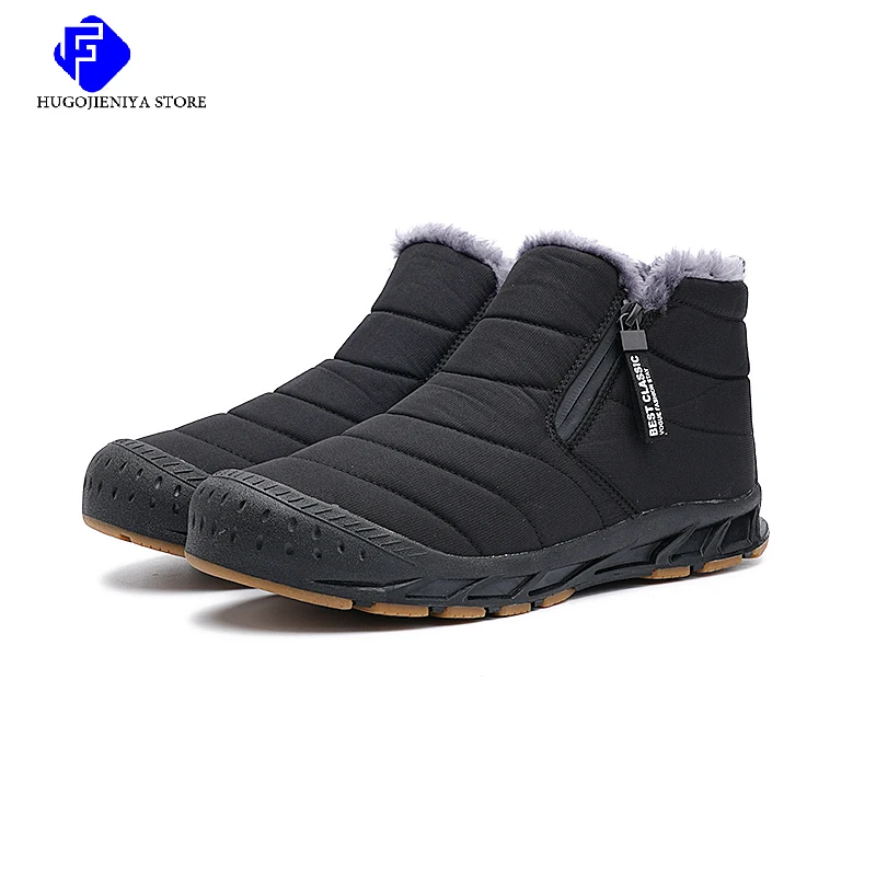 Men Ankle Boots For Winter 2023 Couple Waterproof Snow Boots Outdoor Walking Shoe Warm Fur Ankle Leisure Shoes Non-slip Big Size