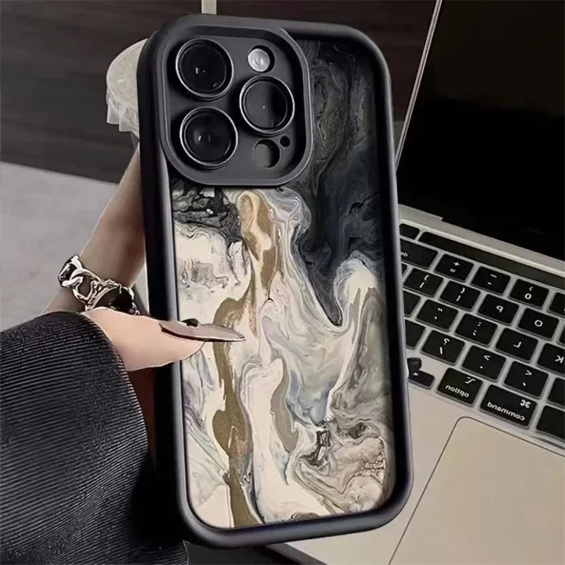 Elegant Black Gradient Watercolor Shockproof Silicone Phone Case