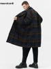 Mauroicardi Autumn Winter Long Loose Stylish Cool Thick Warm Plaid Tweed Woolen Coat Men Double Breasted European Fashion 2023 2