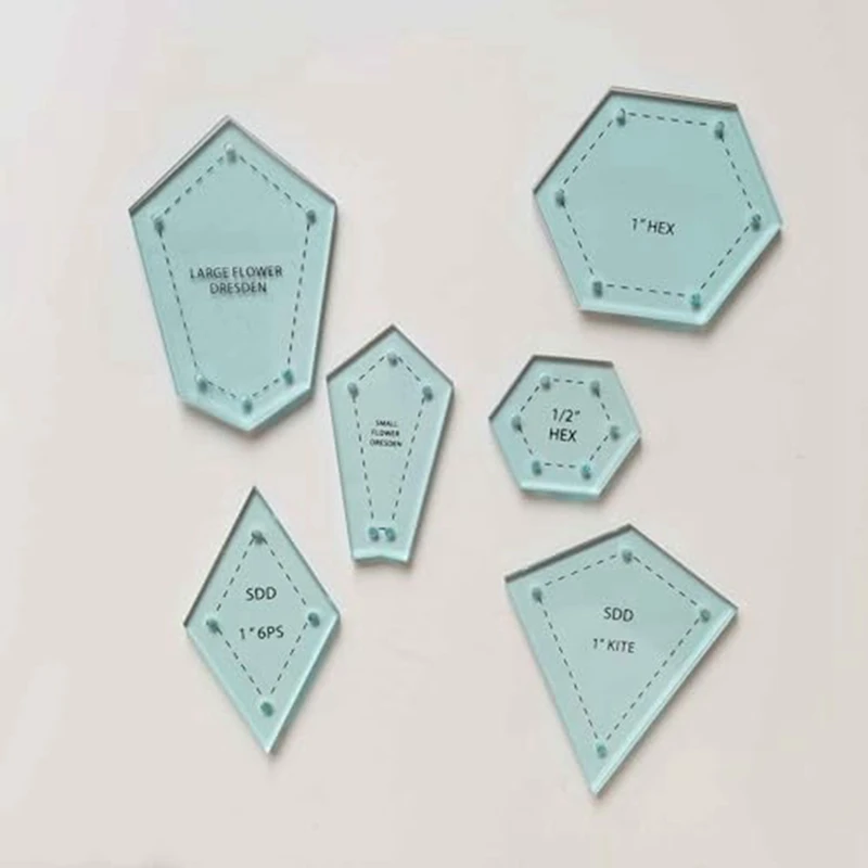 300 Pieces Paper Patchwork Shapes Acrylic Quilt Template Quilting Kit Patchwork Craft Sewing Kit