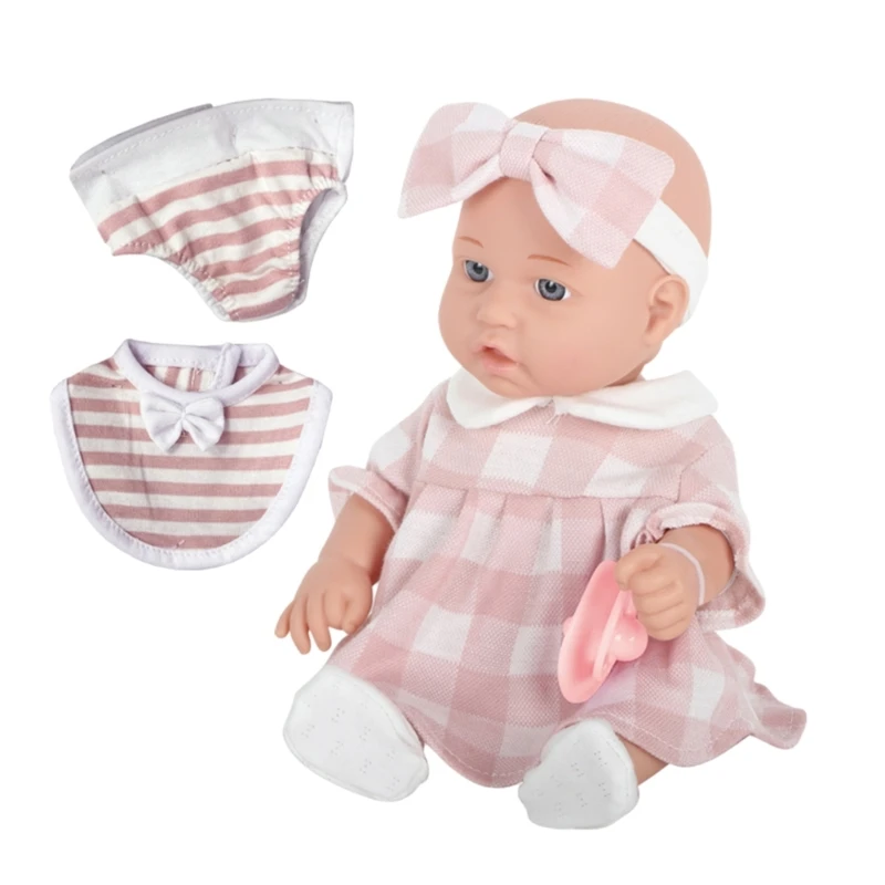 

HUYU 30cm Simulation Girls Baby Doll Realistic Rebirth Doll with Nipple/ Diaper Accessories for Baby Kid Appease Accompany