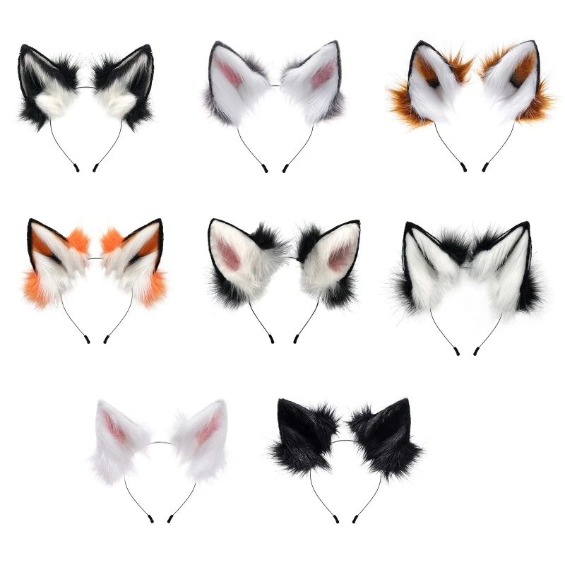 

Ободок для волос прочный женский, повязка на голову с милыми волчьими лисьими ушками для мытья лица, душа, Рождественский аксессуар для волос