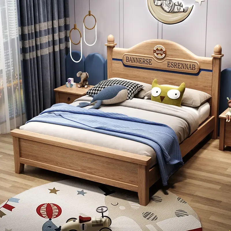 

All solid wood kids bed boy single bed 1.2m girl 1.5m Nordic log junior storage bed