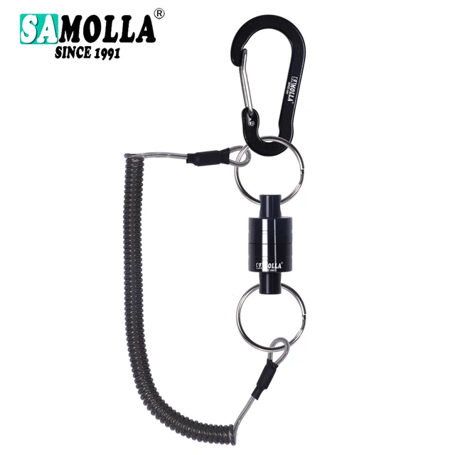 Magnetic Net Release Holder With Coiled Lanyard Fly Fishing Tools