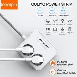 EU Plug Overload Protection Power Strip With Extension Cord USB Type C Ports Electrical Sockets For Laptop Phone PD Fast Charger EU Plug Overload Protection Power Strip With Extension Cord USB Type C Ports Electrical Sockets For Laptop Phone PD Fast Charger