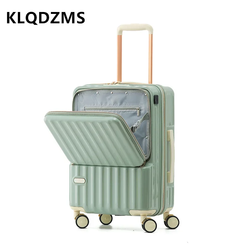 

KLQDZMS High Quality Luggage Front Opening Laptop Boarding Case 24 Inch PC Trolley Case 20" Password Box with Wheels Suitcase