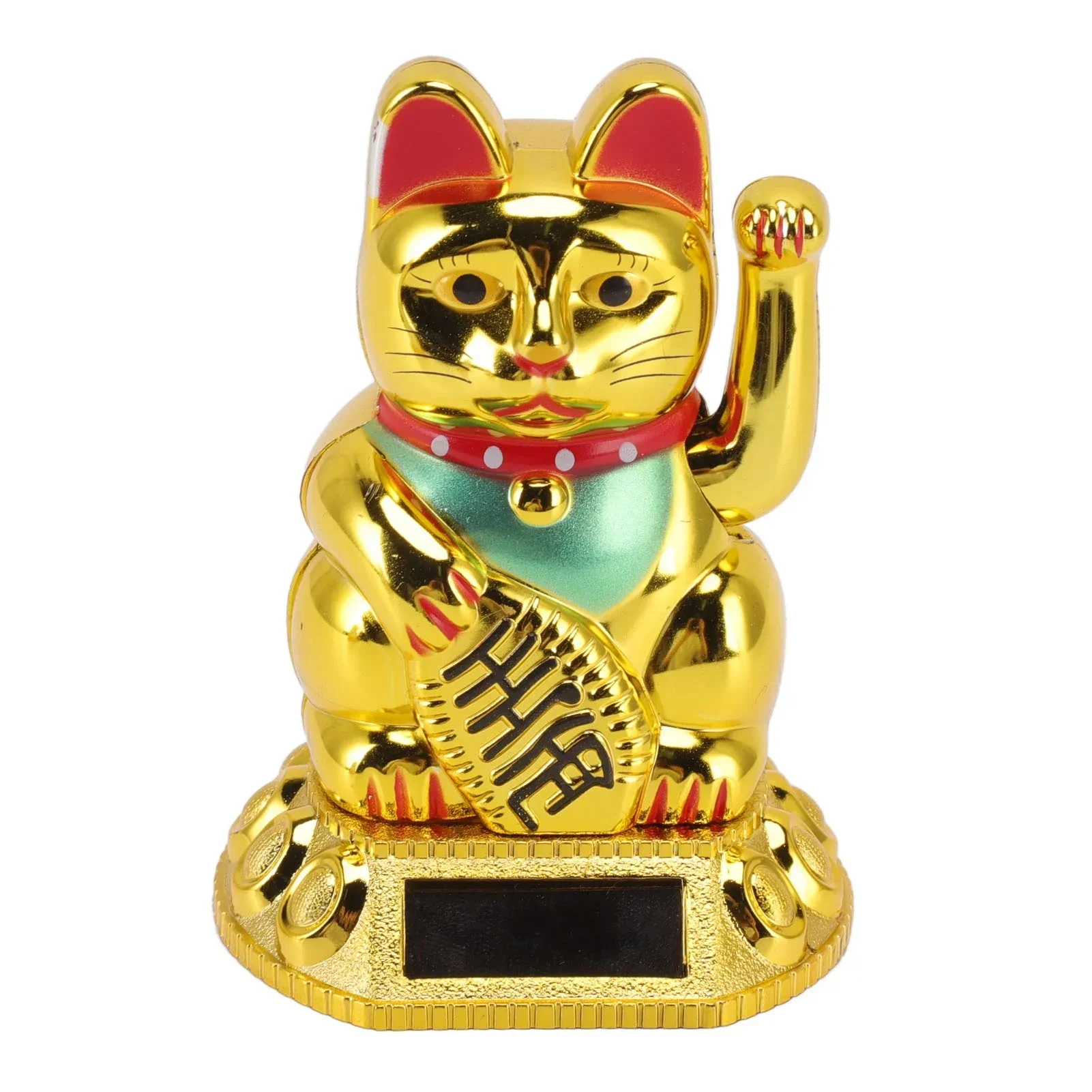 Chinese Lucky Cat Decoration Figurine Gold White Waving Arm Solar Light Induction Animal Statue Home Car Ornaments 1