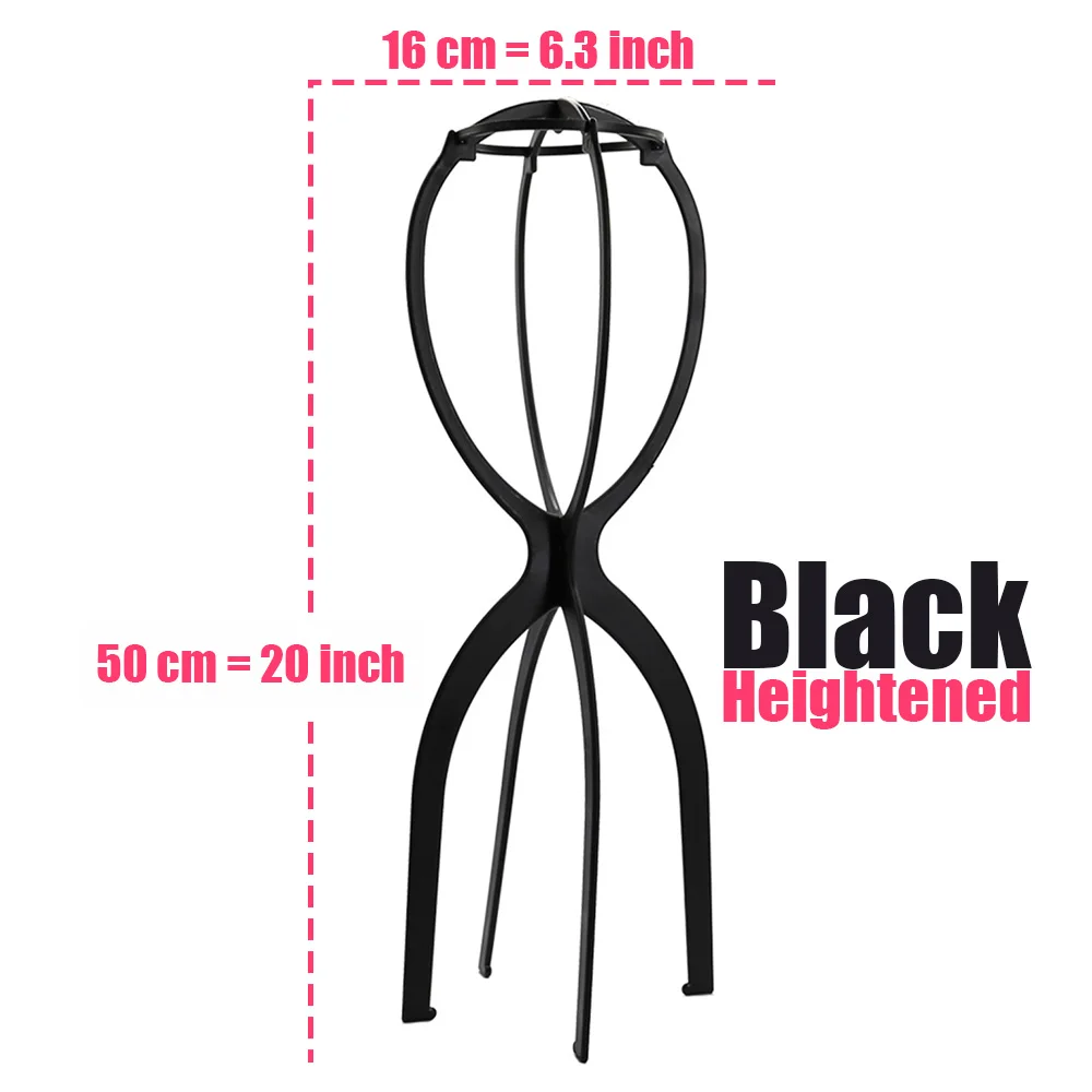 Foldable Plastic Wig Stand and Hat Display Mannequin Head Holder, 35x16cm