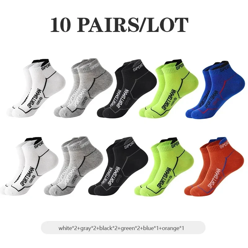 Sports Socks Fitness Sports Socks Sport Socks 5/10Pairs Men Ankle Socks Breathable Soft Sports Socks Mesh Casual Athletic Summer Thin Cut Short Sokken Size 38-44