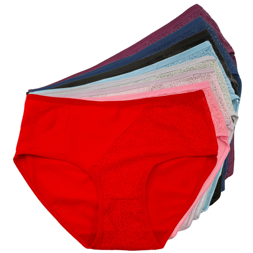 Sexy Cotton Briefs Underwear Ladies Lace Panty Underpants Seamless