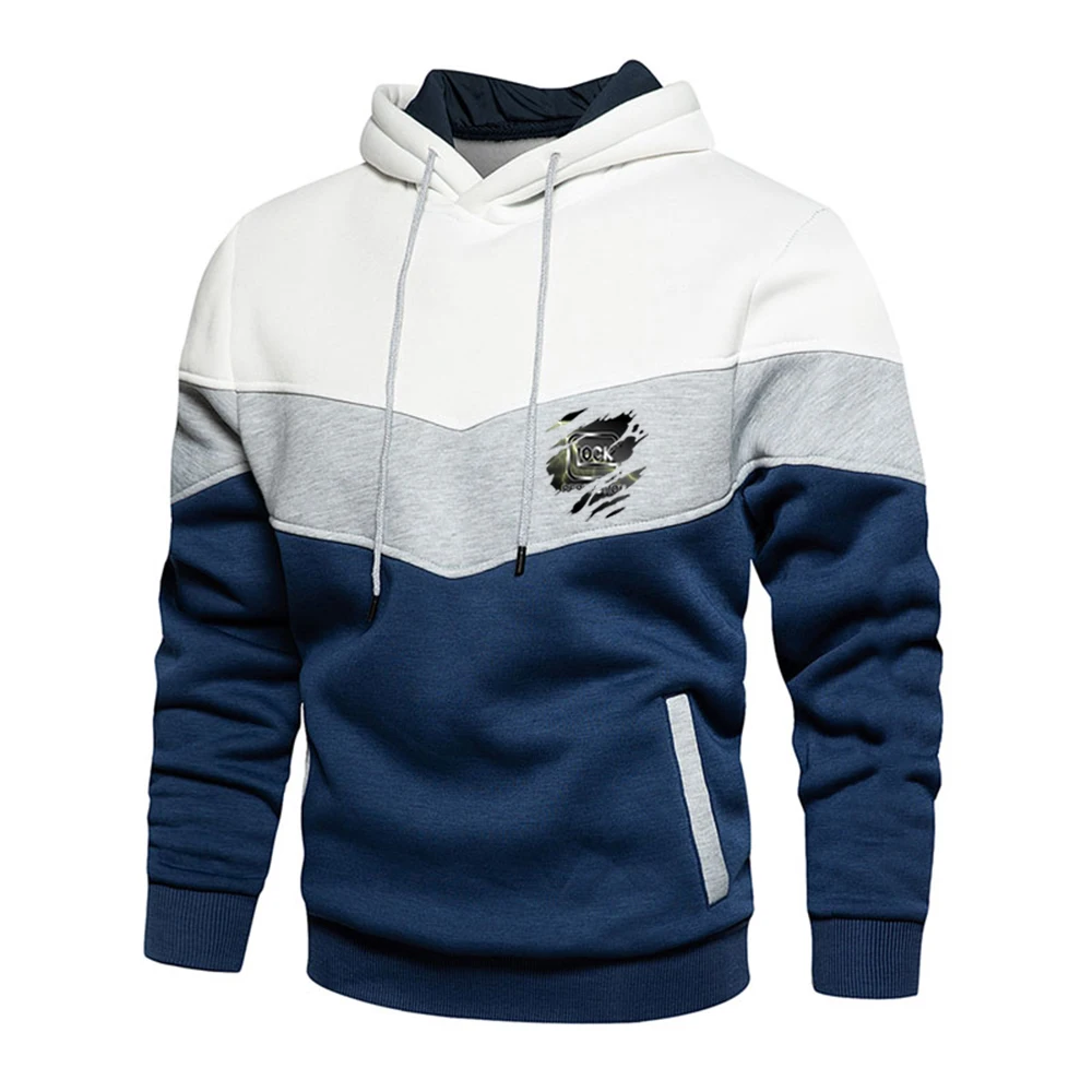 Glock Perfection Shooting New Style Mens Spring Autumn Three-Color Pullover Stitching Harajuku Sports Hoodies Hooded Print Tops