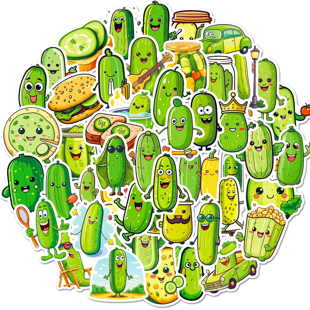 

10/30/50PCS Cute Sour Cucumbers Pickle Cartoon Sticker DIY Phone Laptop Fridge Waterproof Funny Graffiti Decals Fun for Kid Gift