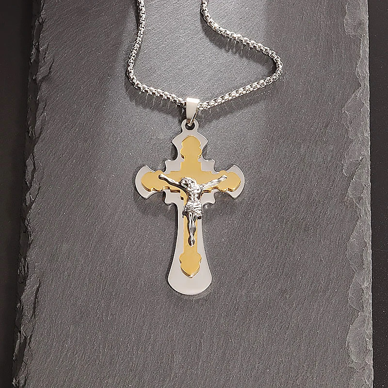 

Stainless Steel New Fashion Trend Christian Hyperbolic Cross Necklace Women Men Hip Hop Punk Casual Guardian Jewelry Gift