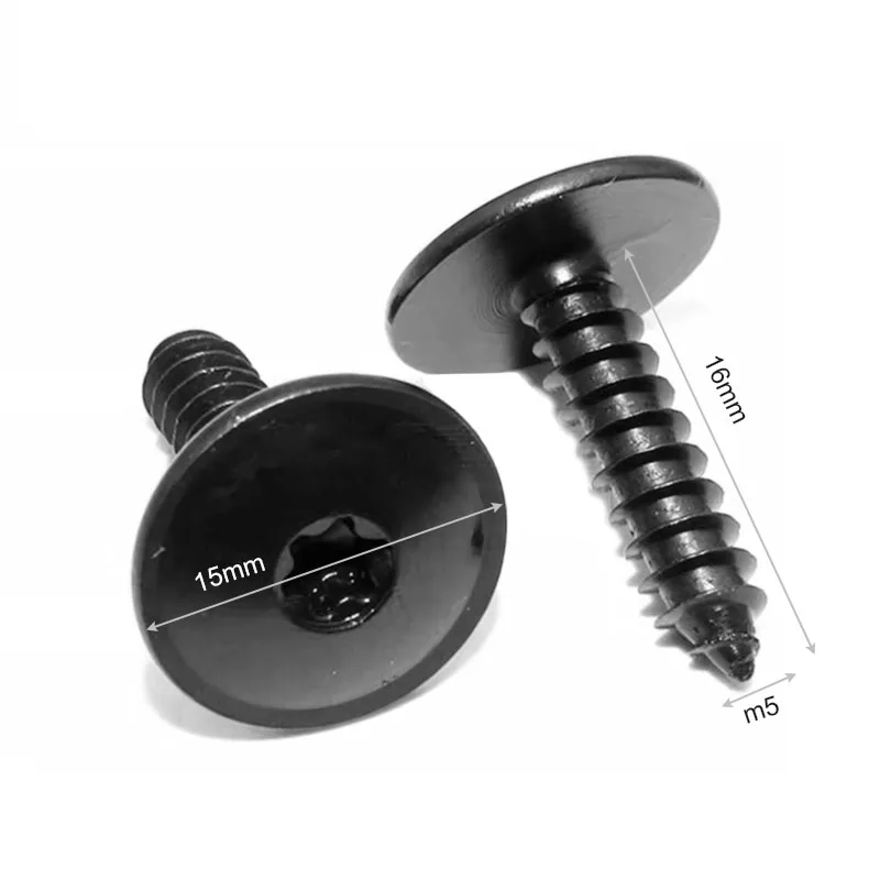 Car Screws 20pcs/set Fender Metal Self-tapping M5X16 T25 Black Plum Inner Hole For VW Audi