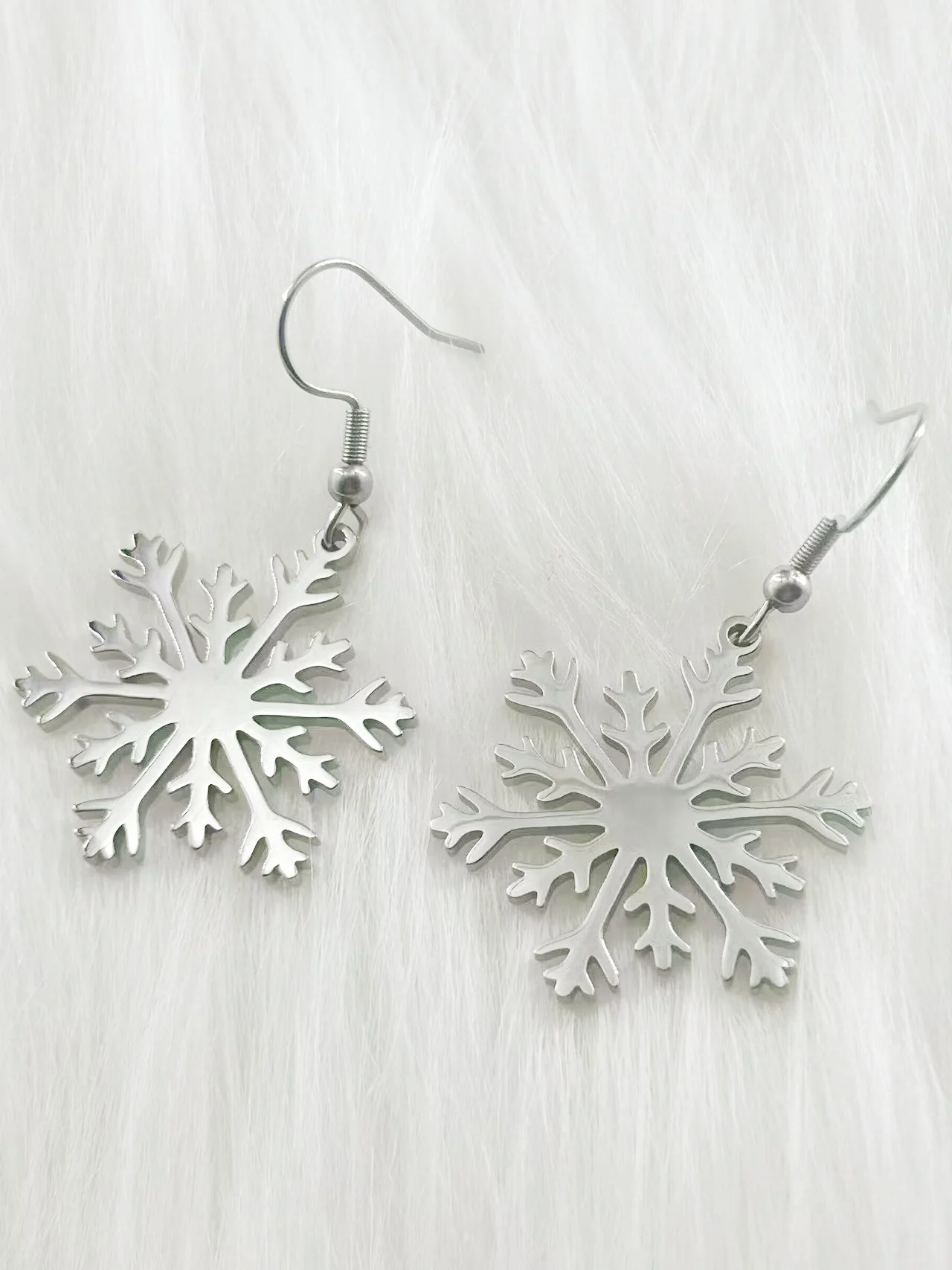 HOUWU Winter Snowflake Christmas Stainless Steel Earrings Stud