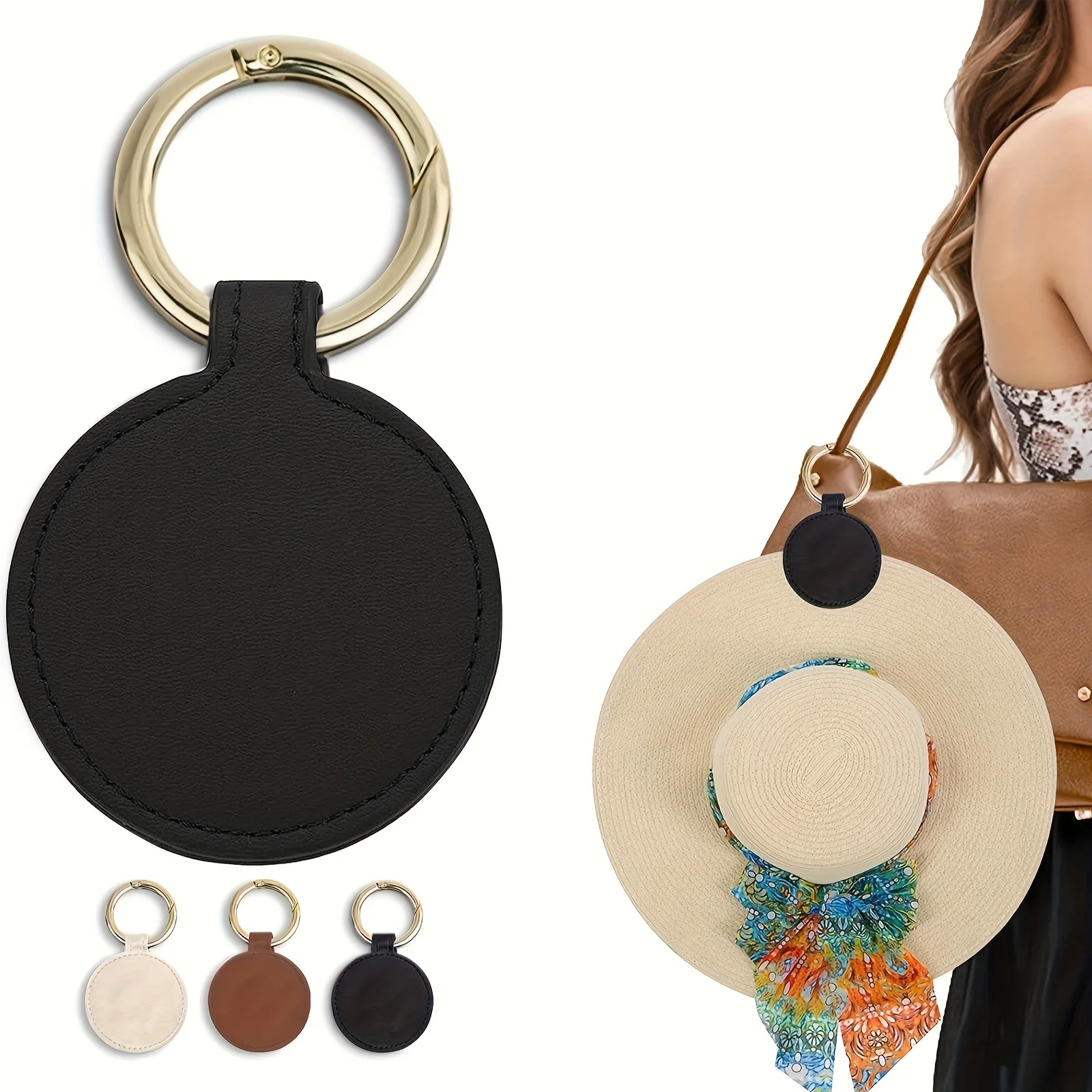 Magnetic PU Leather Hat Clip - Stylish Travel Bag Accessory