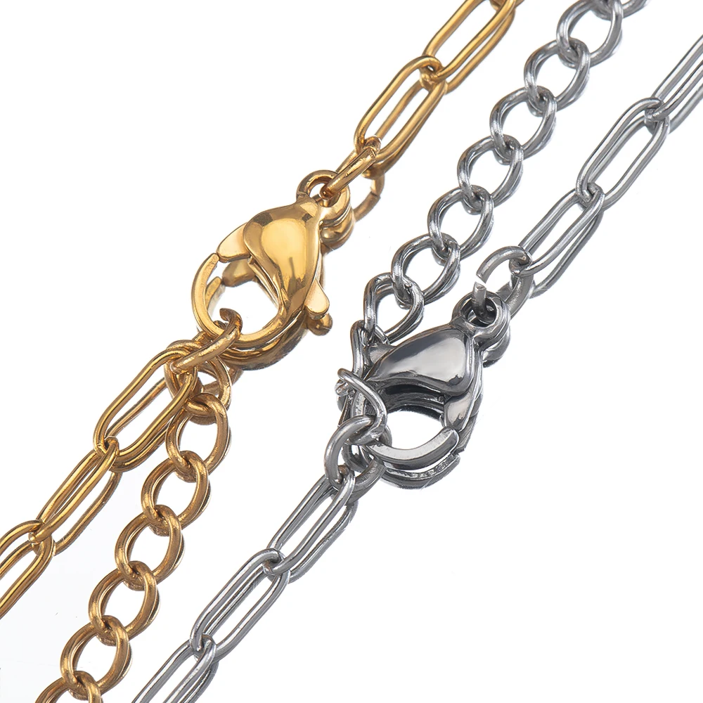 10 Stück 5-teilige halbfertige Armband-Rahmenkette aus Edelstahl mit verstellbarer Verlängerungskette, Karabinerverschluss für die Herstellung von DIY-Schmuck – Detail 10