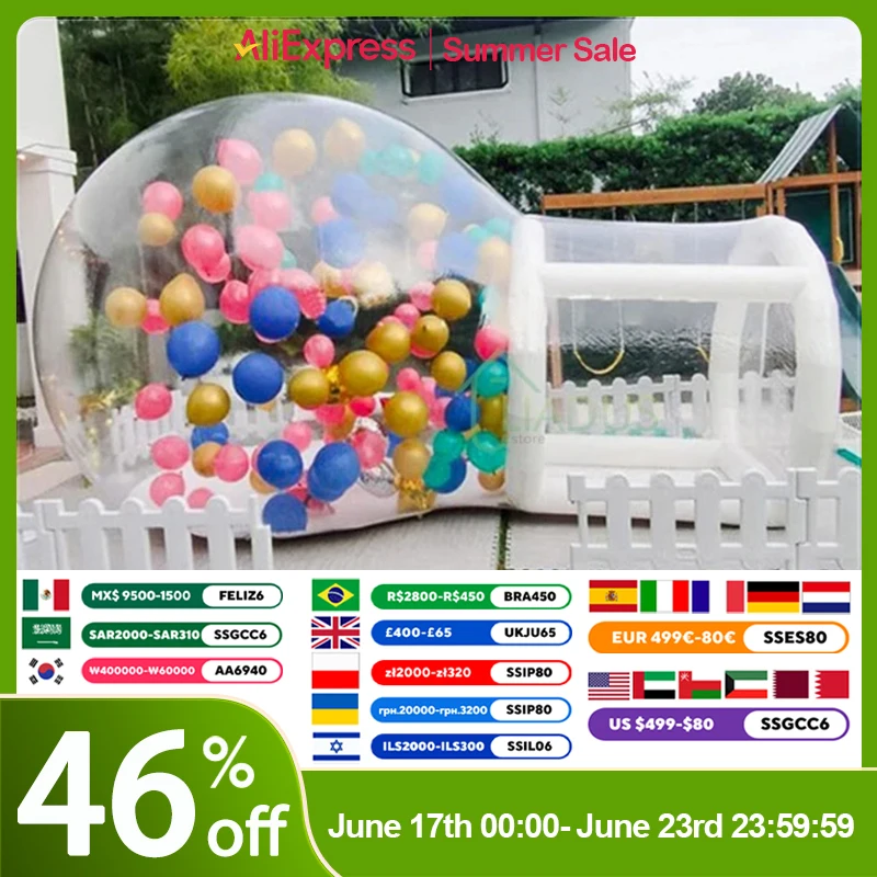 

Inflatable Bubble House Customized Outdoor Performance Rental Transparent Commercial Grade Waterproof PVC Tent with Hair Dryer